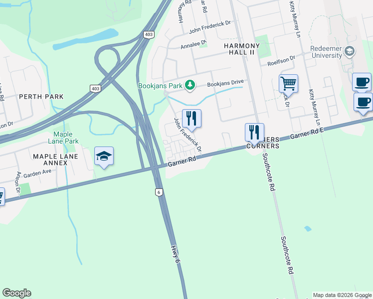 map of restaurants, bars, coffee shops, grocery stores, and more near 18 Whaley Lane in Hamilton