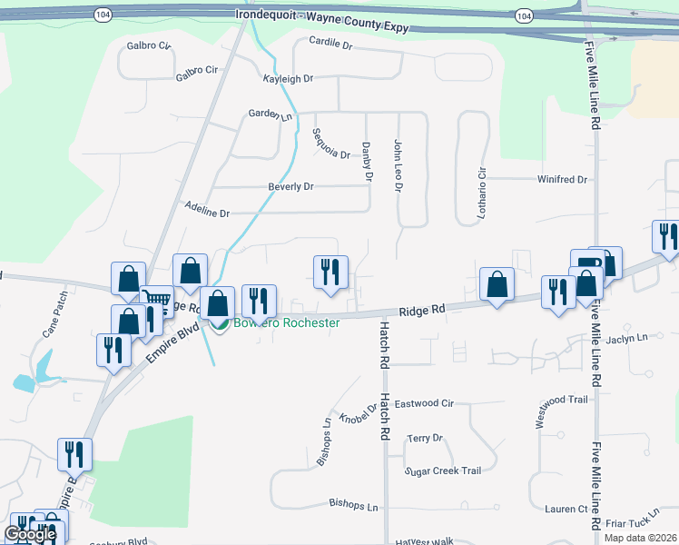 map of restaurants, bars, coffee shops, grocery stores, and more near 1069 Heritage Park Drive in Webster