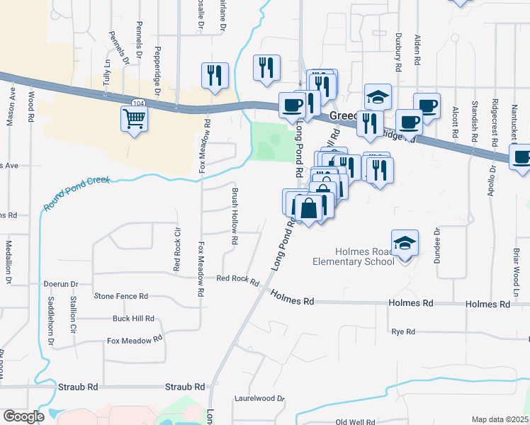 map of restaurants, bars, coffee shops, grocery stores, and more near 150 Towngate Road in Rochester