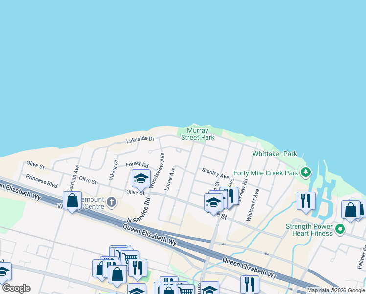map of restaurants, bars, coffee shops, grocery stores, and more near 6 Almond Gardens in Grimsby