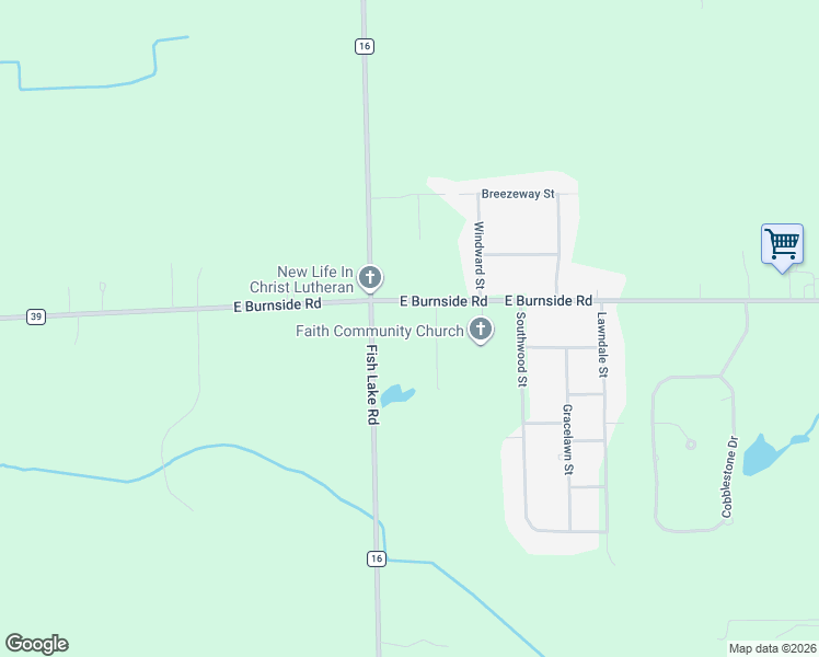 map of restaurants, bars, coffee shops, grocery stores, and more near 2526 East Burnside Road in North Branch