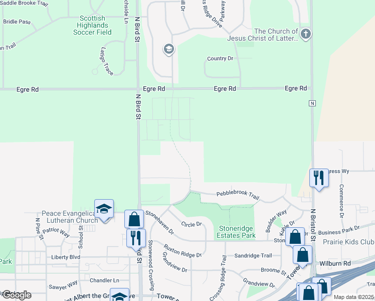map of restaurants, bars, coffee shops, grocery stores, and more near 1473 Stonewood Crossing in Sun Prairie