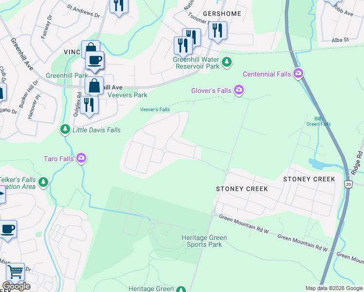 map of restaurants, bars, coffee shops, grocery stores, and more near 236 Bedrock Drive in Hamilton