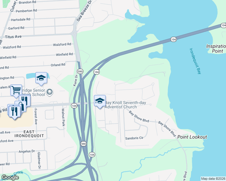 map of restaurants, bars, coffee shops, grocery stores, and more near 57 Newport Road in Rochester