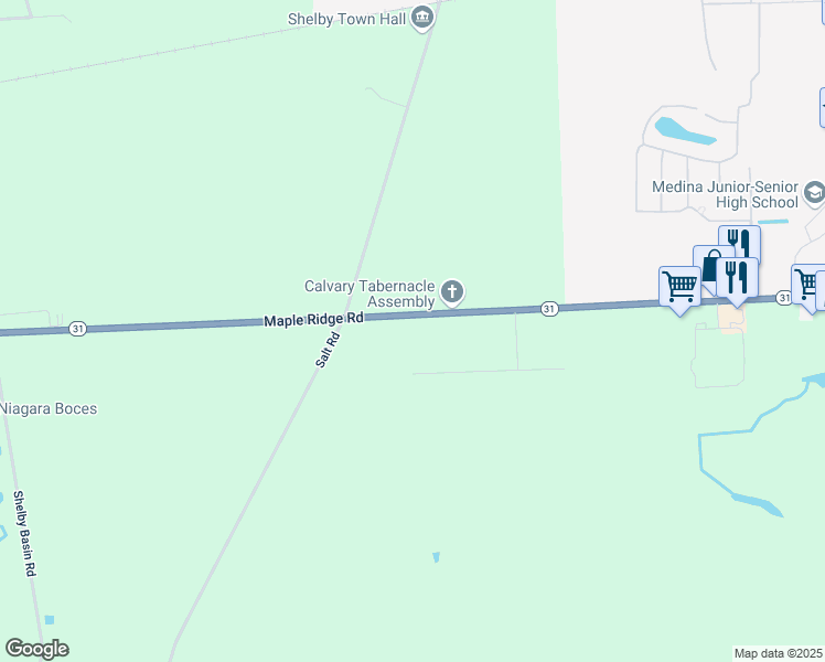 map of restaurants, bars, coffee shops, grocery stores, and more near 11020 Maple Ridge Road in Medina