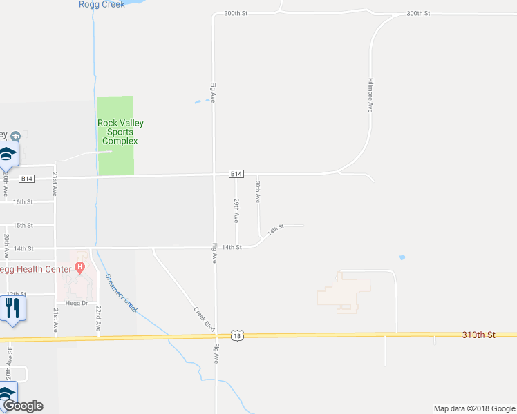 map of restaurants, bars, coffee shops, grocery stores, and more near 30th Avenue in Rock Valley