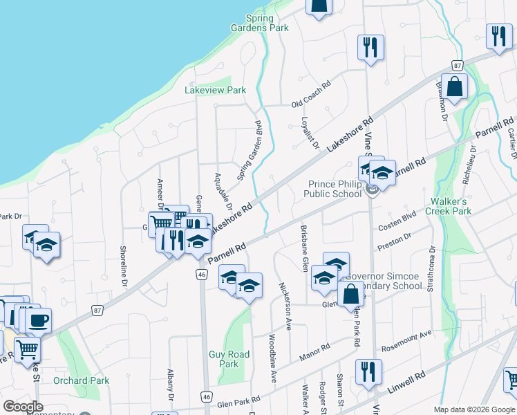 map of restaurants, bars, coffee shops, grocery stores, and more near in St. Catharines