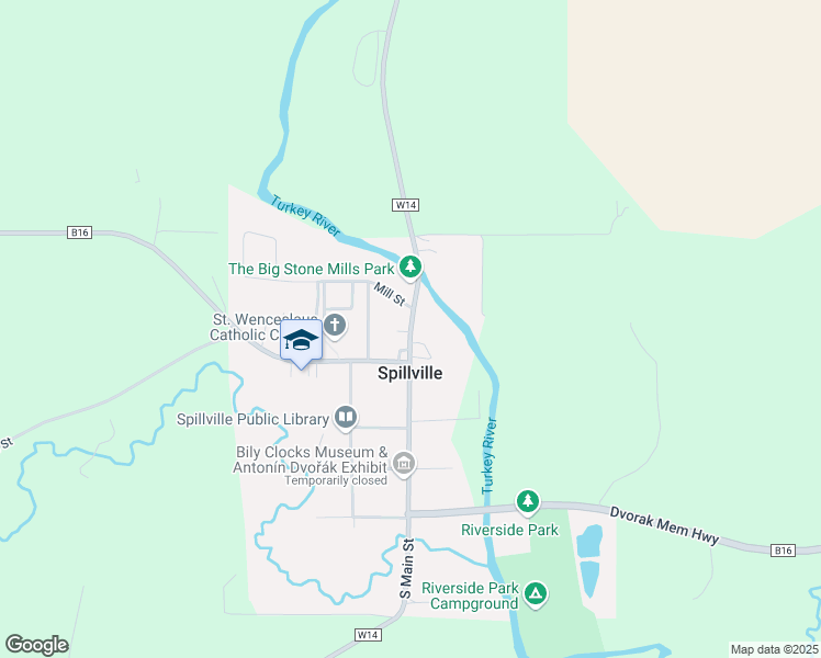 map of restaurants, bars, coffee shops, grocery stores, and more near North Main Street in Calmar