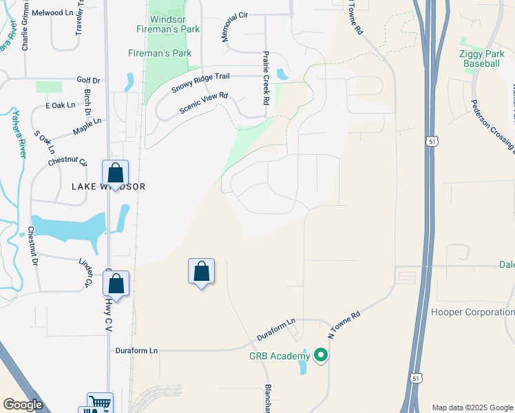 map of restaurants, bars, coffee shops, grocery stores, and more near 4362 Eagle Ridge Lane in Windsor