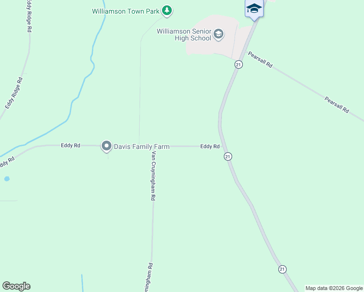 map of restaurants, bars, coffee shops, grocery stores, and more near Eddy Road in Williamson