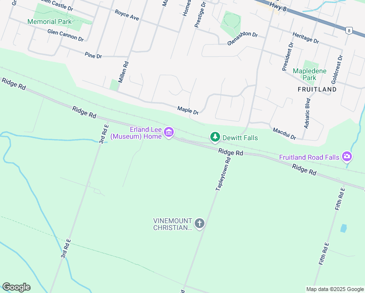 map of restaurants, bars, coffee shops, grocery stores, and more near 568 Ridge Road in Hamilton