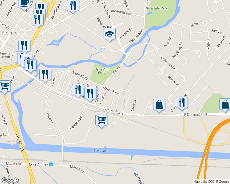 map of restaurants, bars, coffee shops, grocery stores, and more near 198 Spadafora Ave in Rome