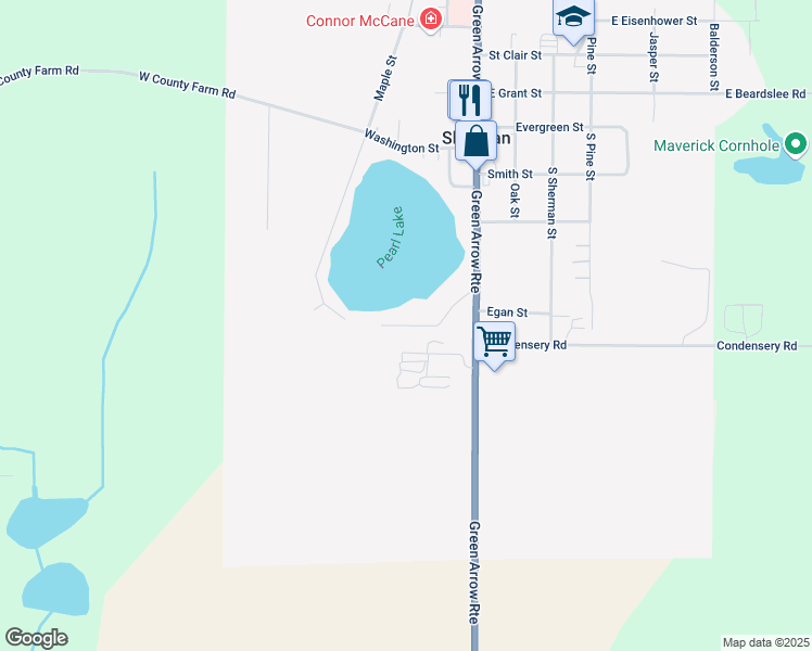 map of restaurants, bars, coffee shops, grocery stores, and more near 218 South Shore Drive in Sheridan
