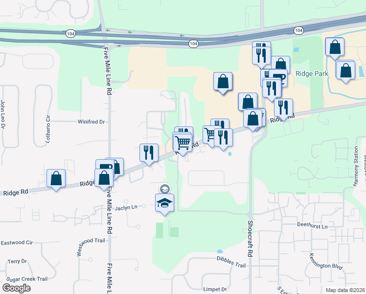 map of restaurants, bars, coffee shops, grocery stores, and more near Sunset Valley Mobile Home Park in Webster