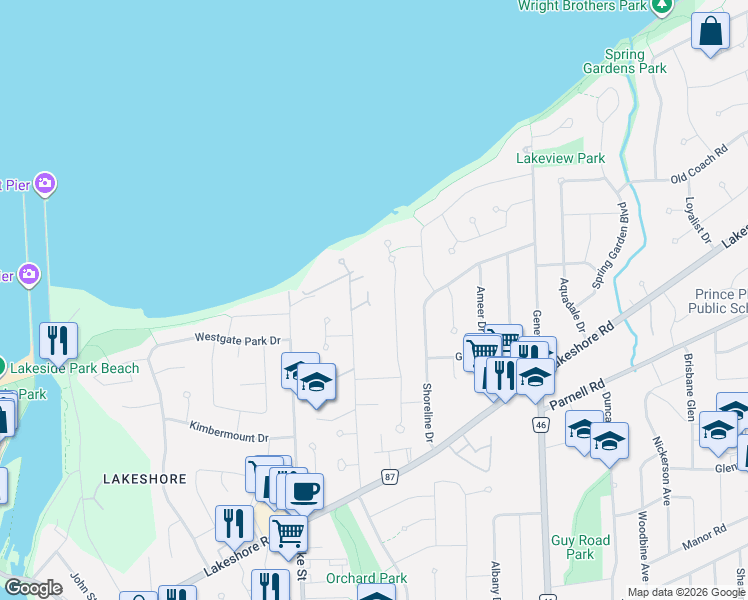 map of restaurants, bars, coffee shops, grocery stores, and more near 58 Simpson Road in St. Catharines