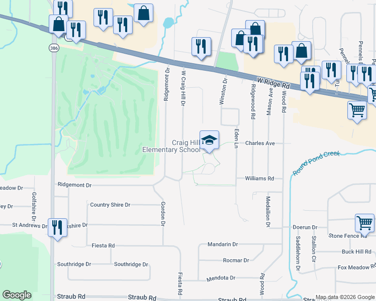 map of restaurants, bars, coffee shops, grocery stores, and more near 237 West Craig Hill Drive in Rochester