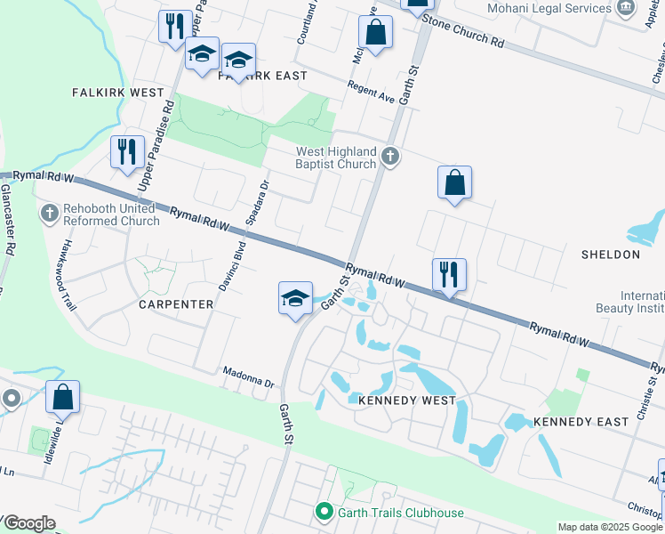 map of restaurants, bars, coffee shops, grocery stores, and more near in Hamilton