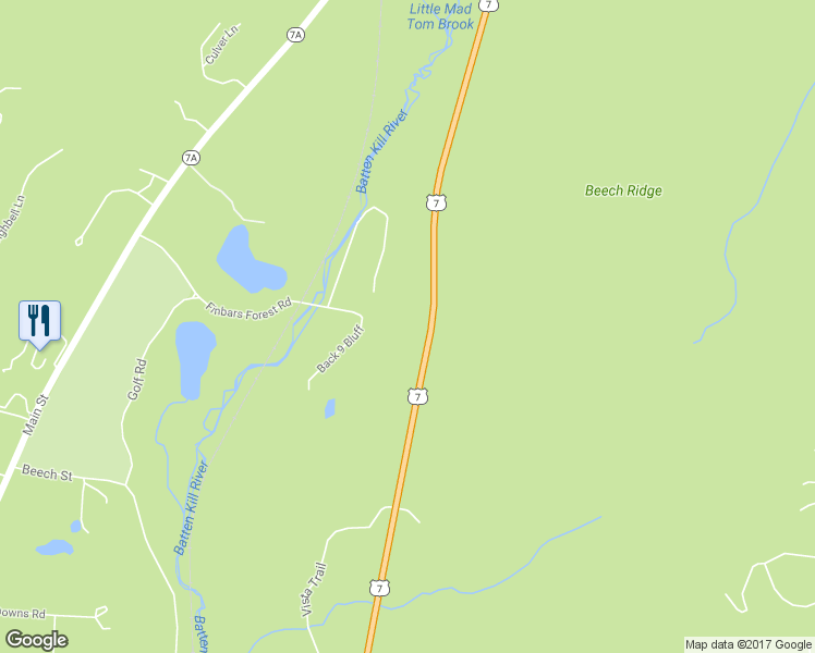 map of restaurants, bars, coffee shops, grocery stores, and more near 993 Finbars Forest Road in Bennington County