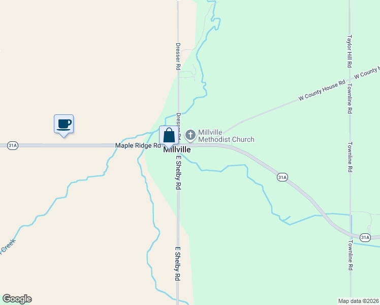 map of restaurants, bars, coffee shops, grocery stores, and more near 12370 Maple Ridge Road in Medina