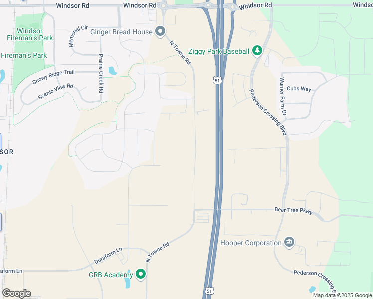 map of restaurants, bars, coffee shops, grocery stores, and more near 6561 North Towne Road in Windsor