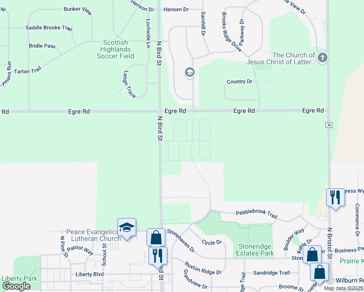 map of restaurants, bars, coffee shops, grocery stores, and more near in Sun Prairie
