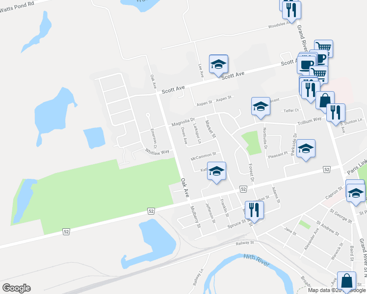 map of restaurants, bars, coffee shops, grocery stores, and more near 40 Abeles Avenue in Brant