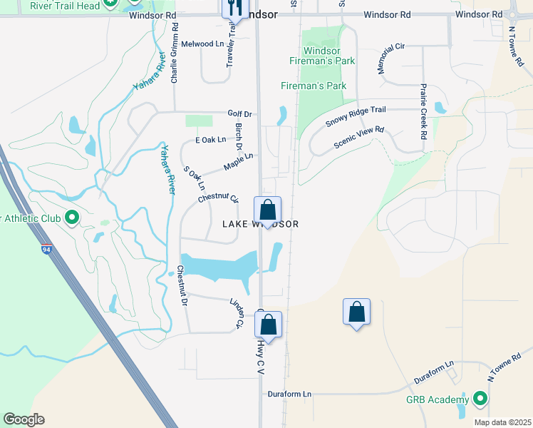 map of restaurants, bars, coffee shops, grocery stores, and more near 6576 Lake Road in Dane County