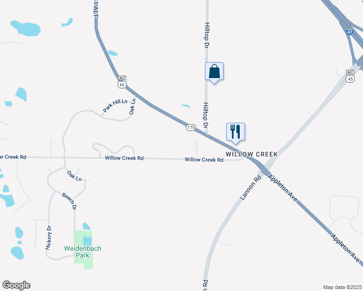 map of restaurants, bars, coffee shops, grocery stores, and more near N104W20550 Willow Creek Road in Colgate