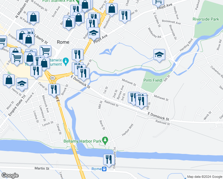 map of restaurants, bars, coffee shops, grocery stores, and more near 2 Palmer Avenue in Rome