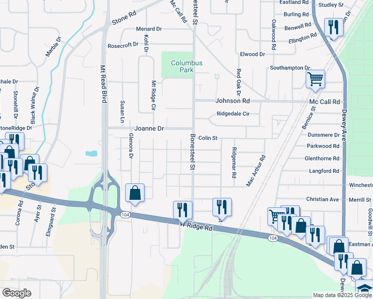 map of restaurants, bars, coffee shops, grocery stores, and more near 162 Milford St in Rochester