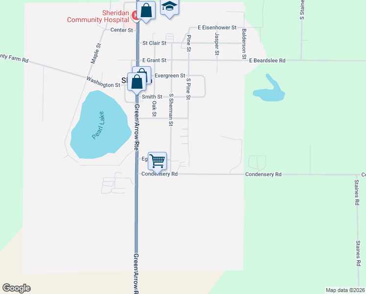 map of restaurants, bars, coffee shops, grocery stores, and more near 300 Egan Street in Sheridan