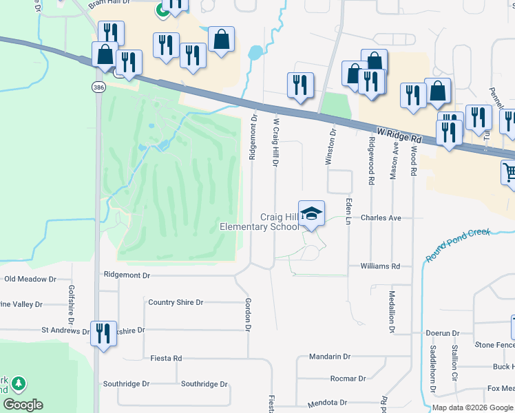 map of restaurants, bars, coffee shops, grocery stores, and more near 238 Ridgemont Drive in Rochester