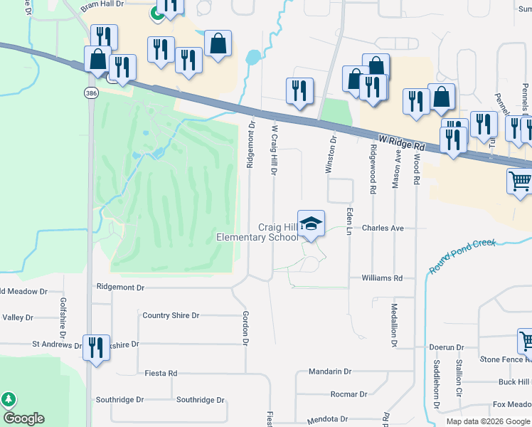 map of restaurants, bars, coffee shops, grocery stores, and more near 237 West Craig Hill Drive in Rochester