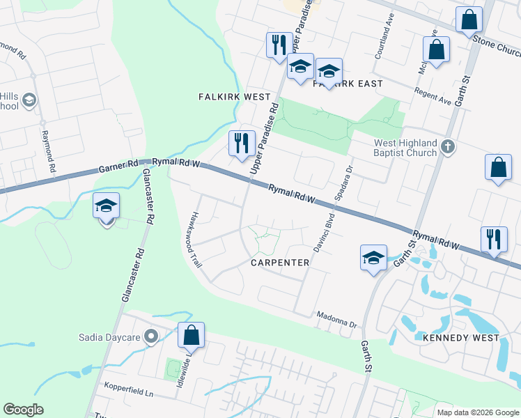 map of restaurants, bars, coffee shops, grocery stores, and more near 3 Pavel Place in Hamilton