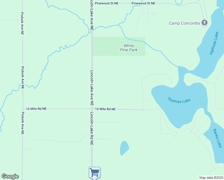 map of restaurants, bars, coffee shops, grocery stores, and more near 12893 16 Mile Road Northeast in Gowen