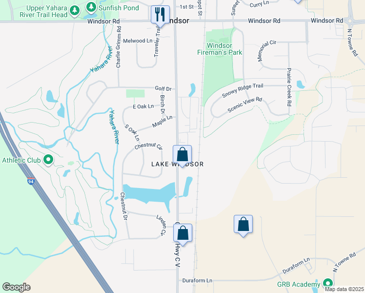 map of restaurants, bars, coffee shops, grocery stores, and more near 6588 Lake Road in Dane County