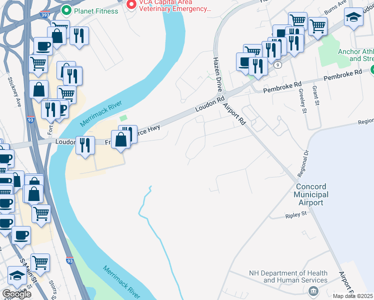 map of restaurants, bars, coffee shops, grocery stores, and more near 24 Canton Circle in Concord