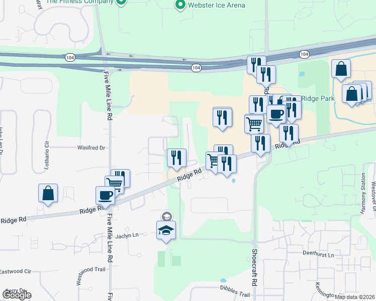 map of restaurants, bars, coffee shops, grocery stores, and more near Sunset Valley Mobile Home Park in Monroe