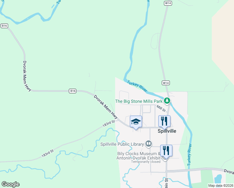 map of restaurants, bars, coffee shops, grocery stores, and more near 305 High Street in Calmar
