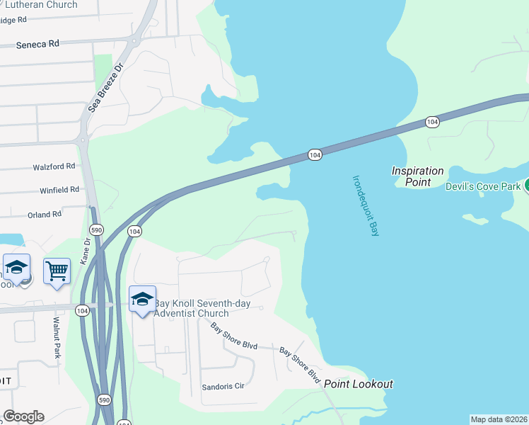 map of restaurants, bars, coffee shops, grocery stores, and more near 500 Newport Road in Rochester