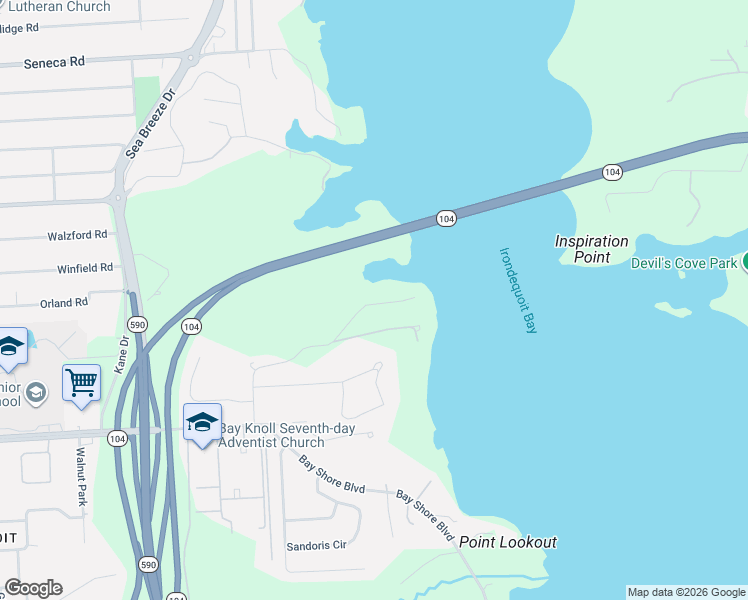 map of restaurants, bars, coffee shops, grocery stores, and more near 367-499 Newport Road in Irondequoit