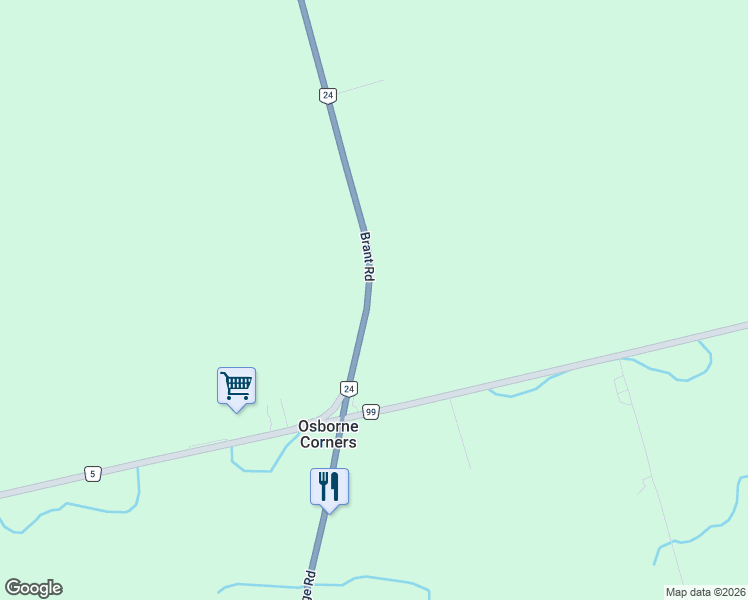 map of restaurants, bars, coffee shops, grocery stores, and more near 24 Ontario 24 in Brant