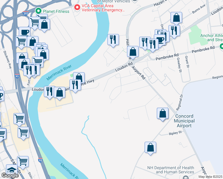 map of restaurants, bars, coffee shops, grocery stores, and more near 24 Canton Circle in Concord