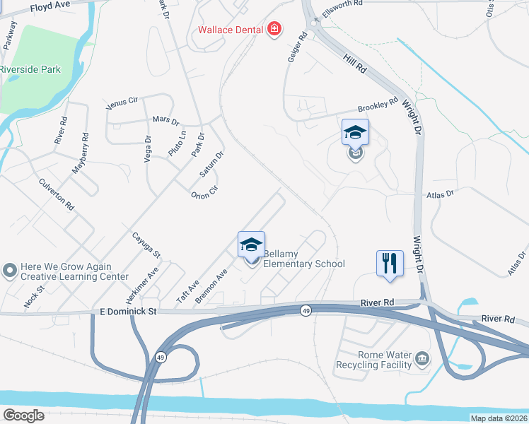 map of restaurants, bars, coffee shops, grocery stores, and more near 7159 Taft Avenue in Rome