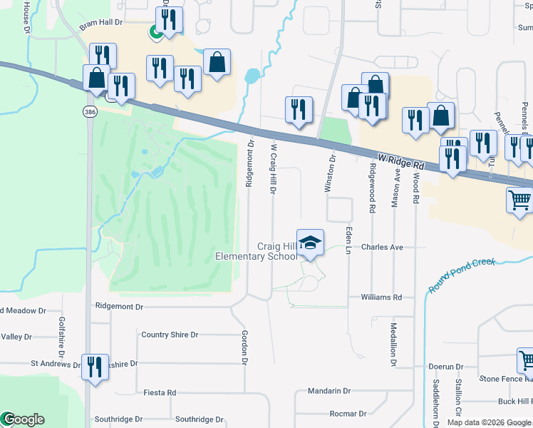 map of restaurants, bars, coffee shops, grocery stores, and more near 161 West Craig Hill Drive in Rochester