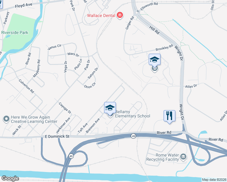 map of restaurants, bars, coffee shops, grocery stores, and more near 7159 Taft Avenue in Rome