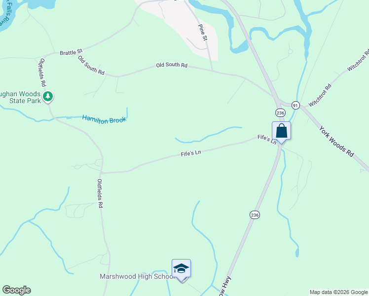 map of restaurants, bars, coffee shops, grocery stores, and more near 48 Fife's Lane in South Berwick