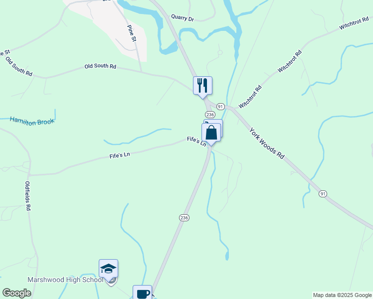 map of restaurants, bars, coffee shops, grocery stores, and more near 8 Fife's Lane in South Berwick