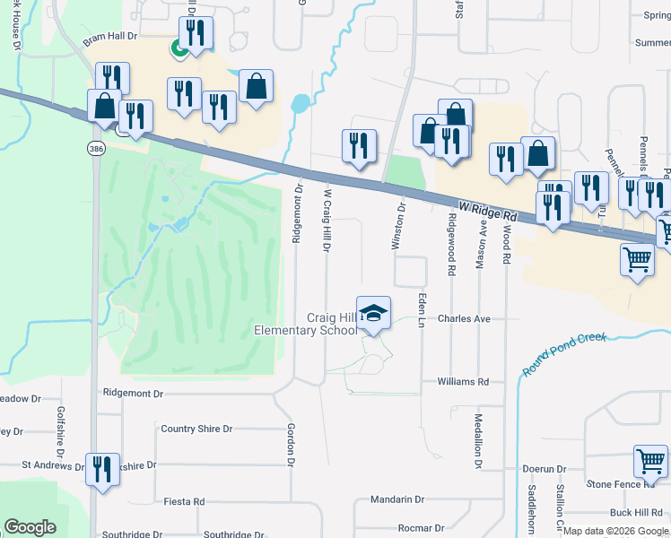 map of restaurants, bars, coffee shops, grocery stores, and more near 161 West Craig Hill Drive in Rochester