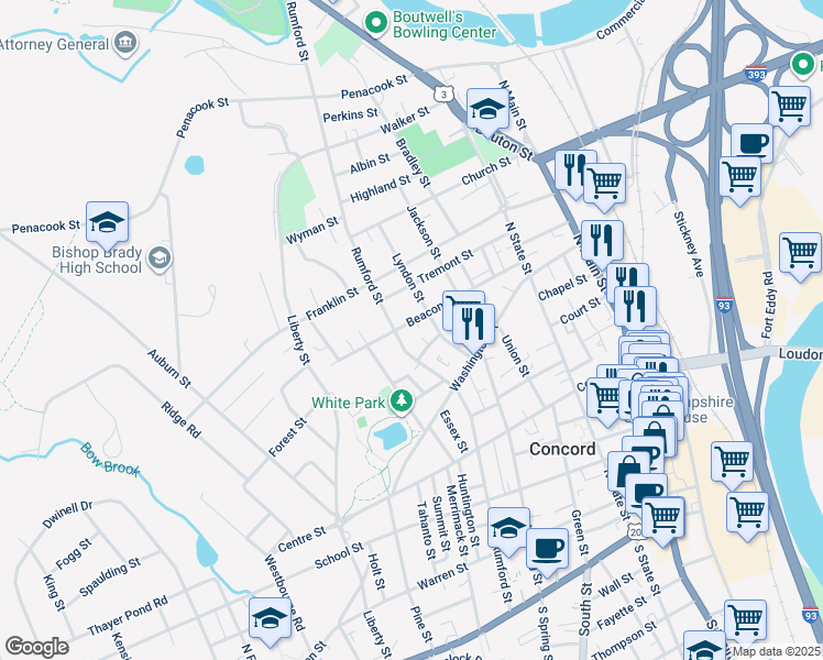 map of restaurants, bars, coffee shops, grocery stores, and more near 24 Celtic Street in Concord